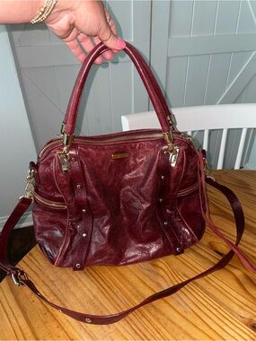 Rebecca Minkoff Cupid Leather Strap Burgundy Satchel $425